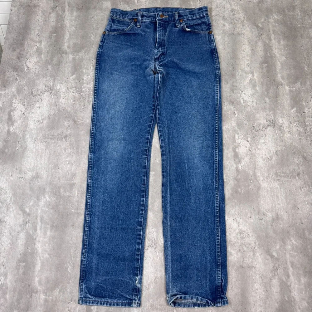 Vintage Wrangler Jeans Mens 31x34 Blue 13MWZ Straight Denim Pants Western USA